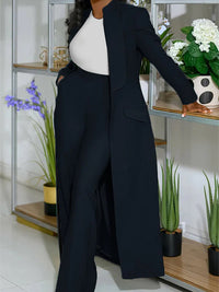 Solid Long Blazer & Pants Set