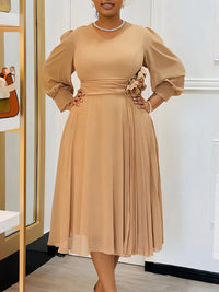 V-Neck Pleated Dress