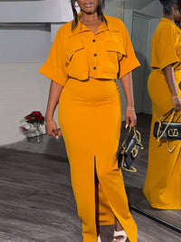 Solid Shirt & Skirt Set