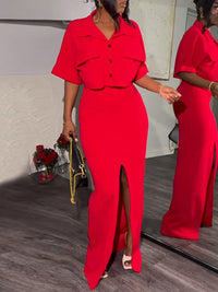 Solid Shirt & Skirt Set