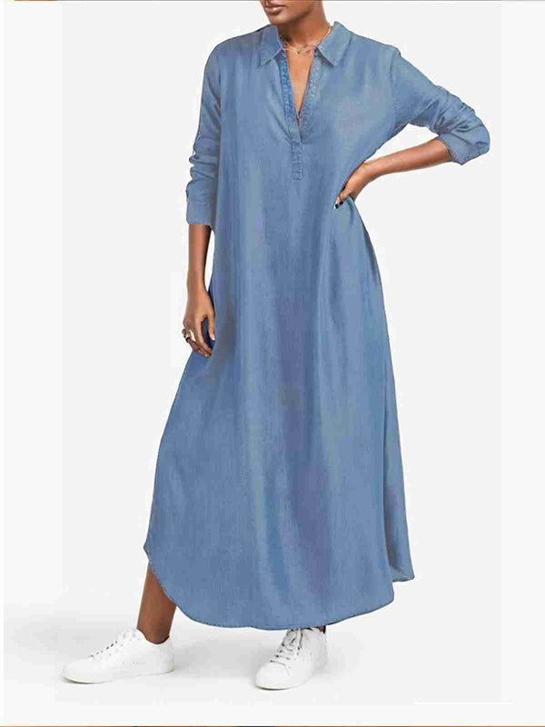 Denim V-Neck Dress