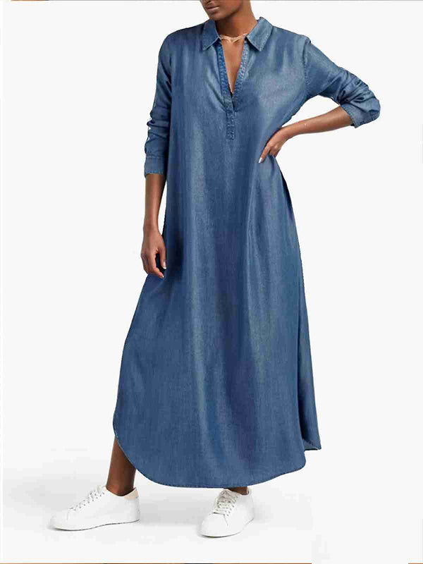 Denim V-Neck Dress