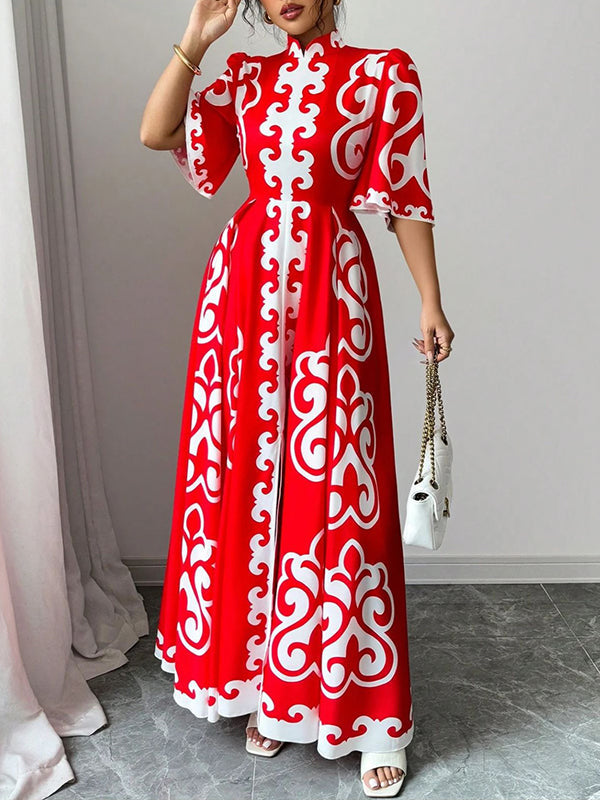 Printed Slit Maxi Dress