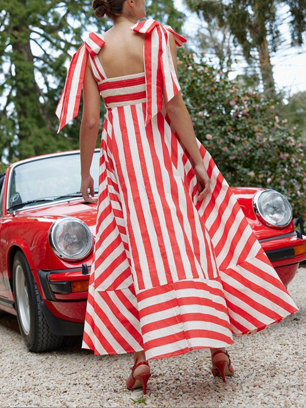 Stripe Tie-Shoulder Dress