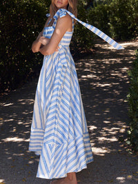 Stripe Tie-Shoulder Dress
