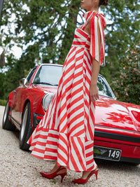 Stripe Tie-Shoulder Dress