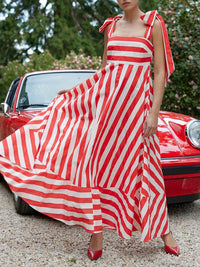 Stripe Tie-Shoulder Dress