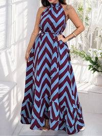 Printed Sleeveless Ruffle Dress