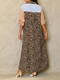 Leopard Combo Stripe Shirt Dress