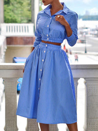 Stripe Shirt & Skirt Set