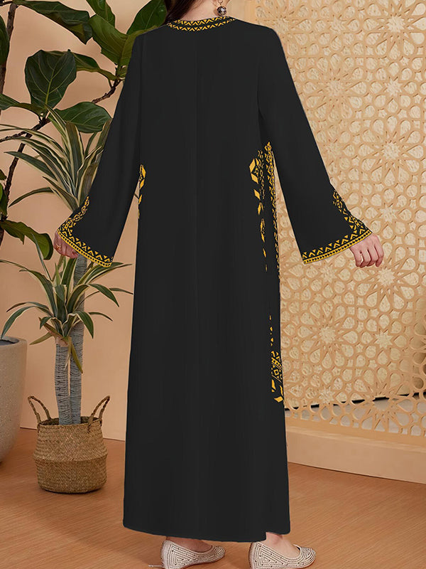 Printed V-Neck Maxi Dress