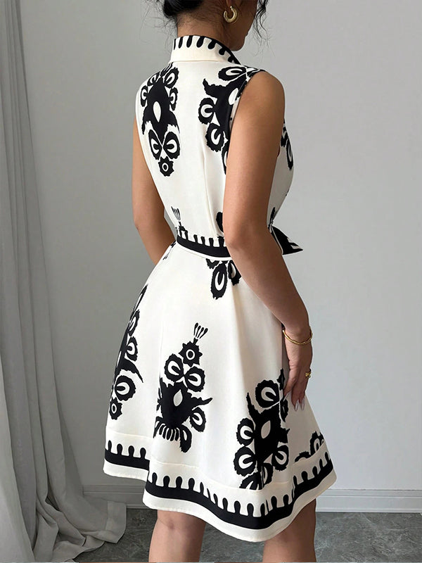 Printed Tied Sleeveless Dress