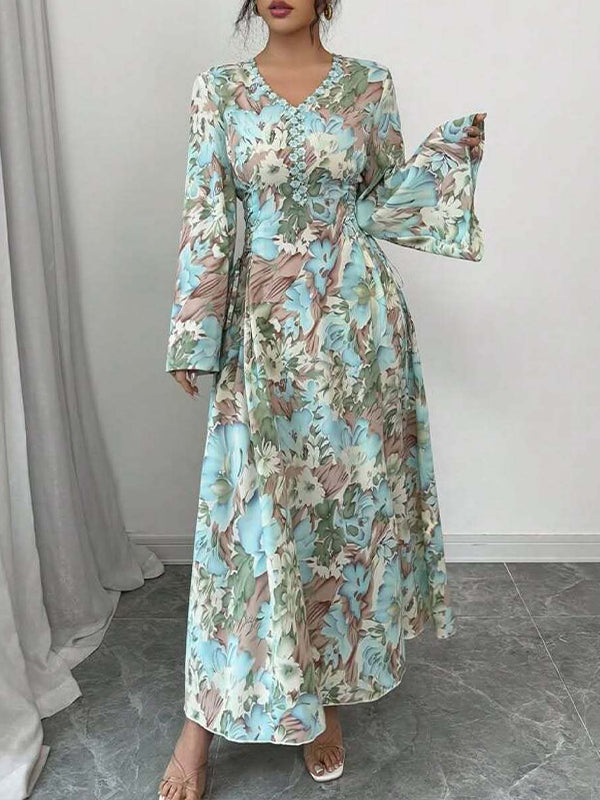 Printed Bell-Sleeve Dress