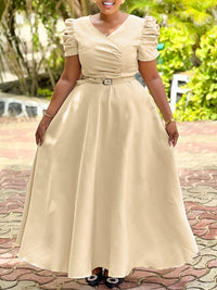 V-Neck Belted Dress