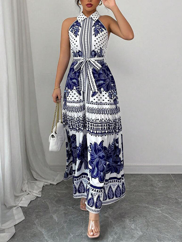 Printed Sleeveless Shirt Dress