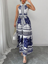 Printed Sleeveless Shirt Dress