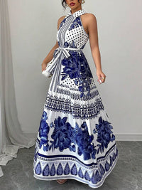 Printed Sleeveless Shirt Dress