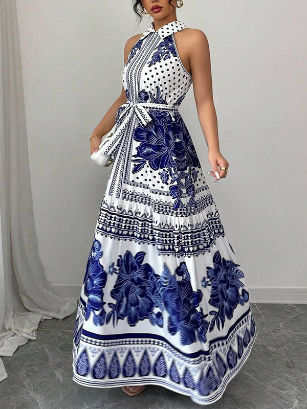 Printed Sleeveless Shirt Dress