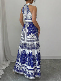 Printed Sleeveless Shirt Dress