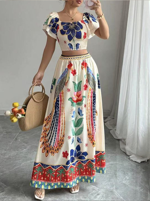 Printed Top & Skirt Set