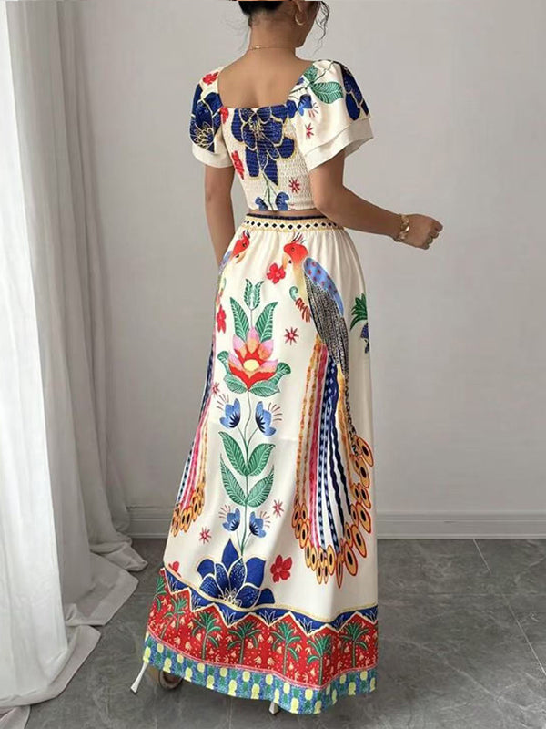Printed Top & Skirt Set