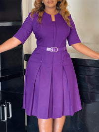 Belted Pleated Dress