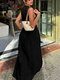 Solid Zip-Front Sleeveless Dress