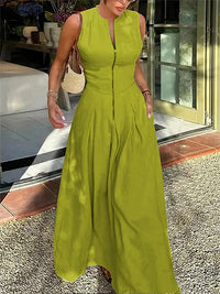 Solid Zip-Front Sleeveless Dress