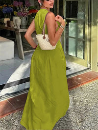 Solid Zip-Front Sleeveless Dress