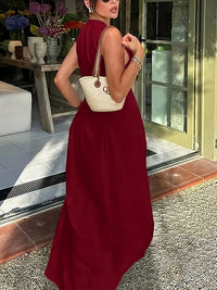 Solid Zip-Front Sleeveless Dress