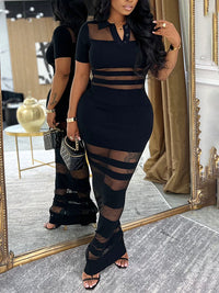 Sheer Combo Polo Dress