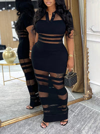 Sheer Combo Polo Dress