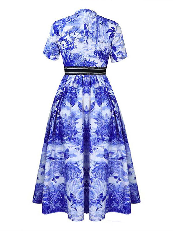 Printed Belted Shirt Dress