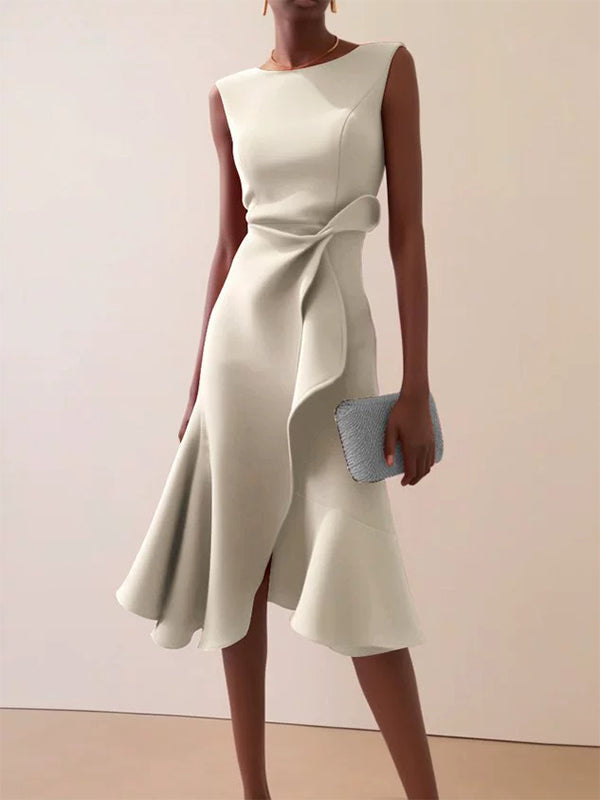 Solid Sleeveless Tulip Dress