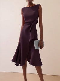 Solid Sleeveless Tulip Dress