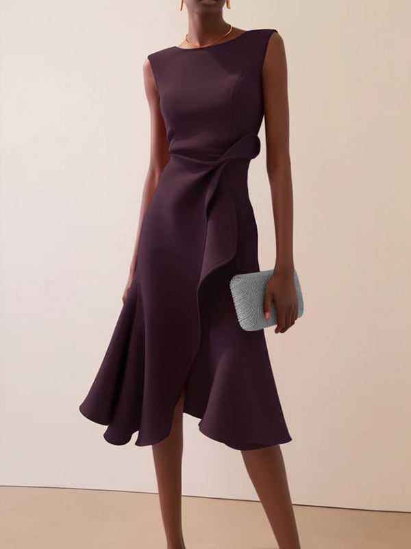 Solid Sleeveless Tulip Dress
