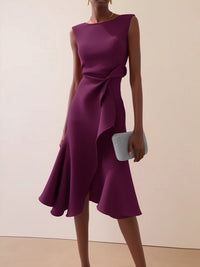 Solid Sleeveless Tulip Dress