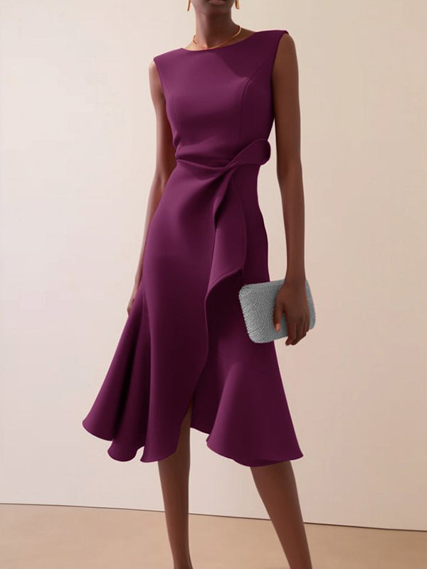 Solid Sleeveless Tulip Dress