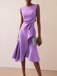 Solid Sleeveless Tulip Dress