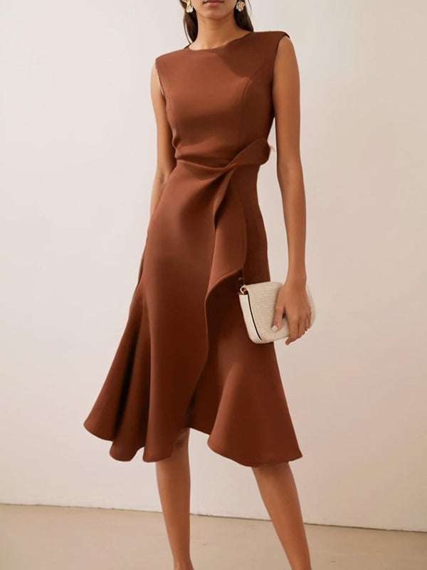 Solid Sleeveless Tulip Dress