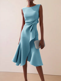 Solid Sleeveless Tulip Dress