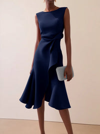 Solid Sleeveless Tulip Dress