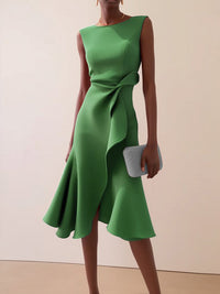 Solid Sleeveless Tulip Dress