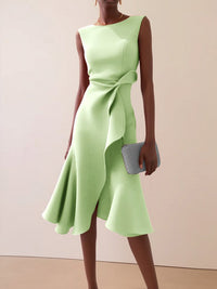 Solid Sleeveless Tulip Dress