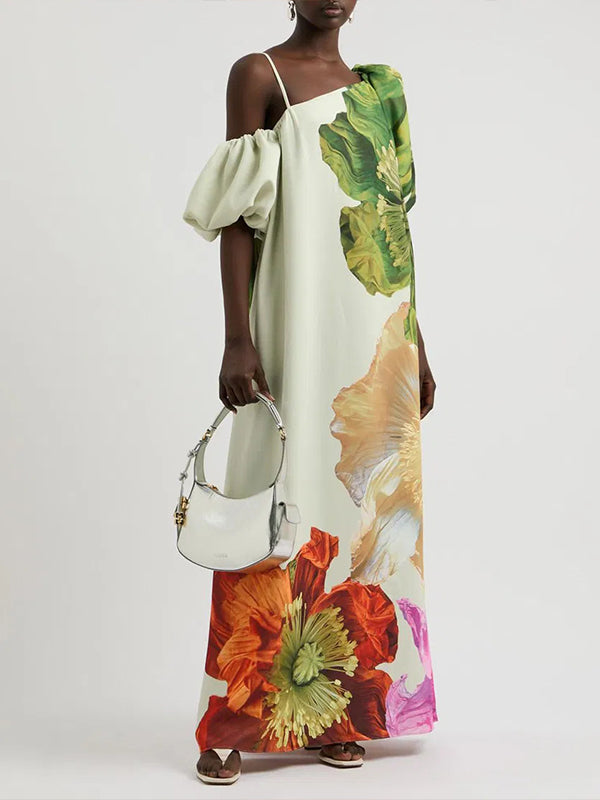 Floral Boat-Neck Maxi Dress