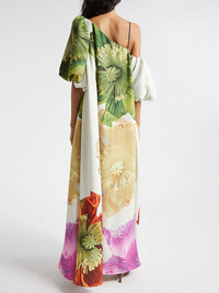 Floral Boat-Neck Maxi Dress