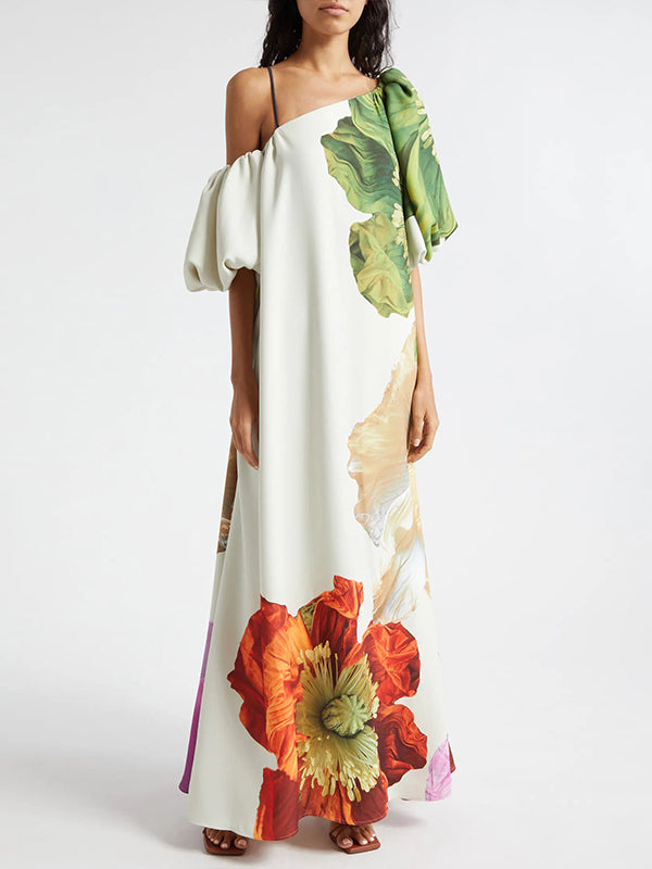 Floral Boat-Neck Maxi Dress