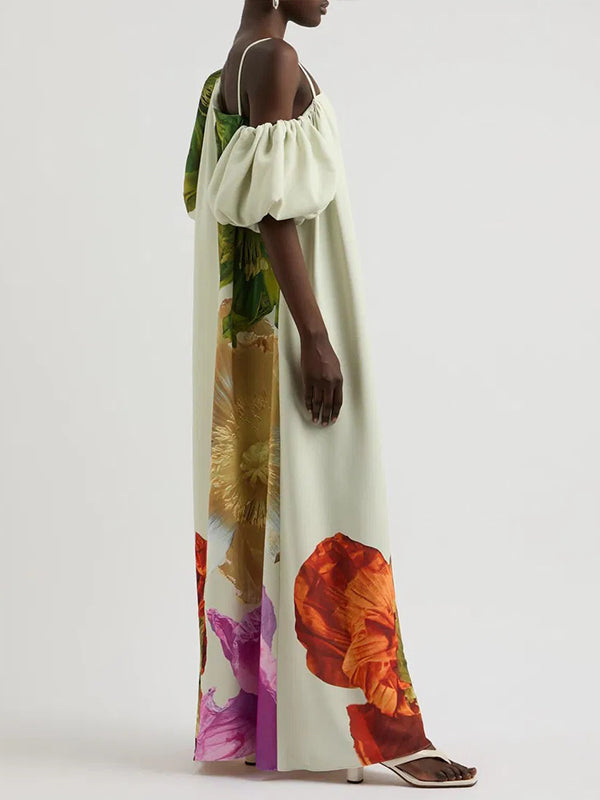 Floral Boat-Neck Maxi Dress