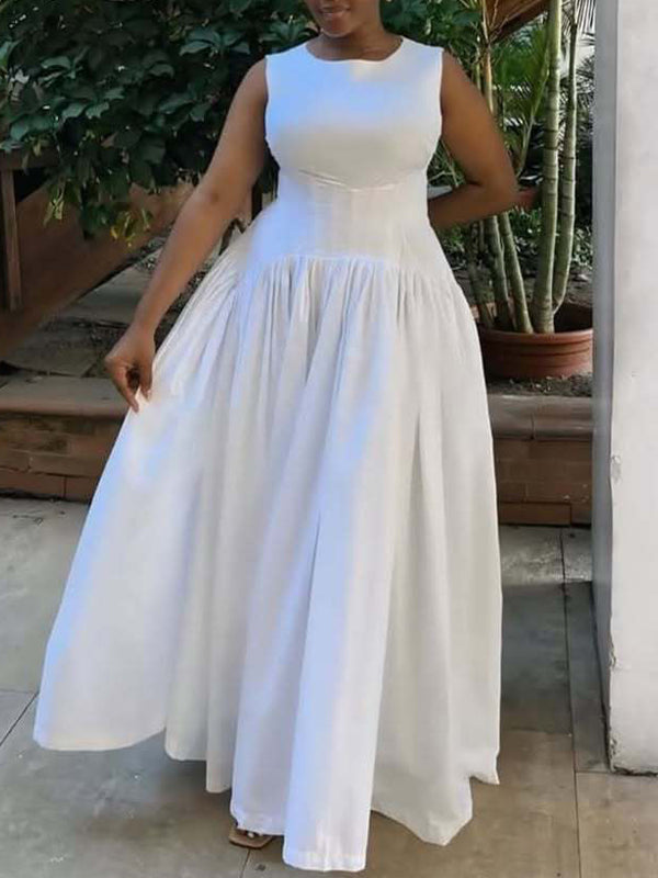 Solid Sleeveless Maxi Dress