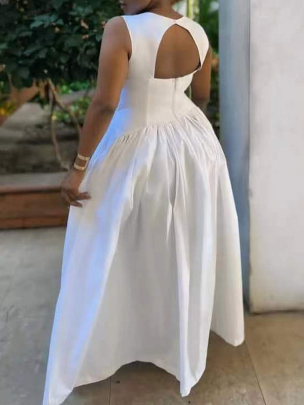 Solid Sleeveless Maxi Dress
